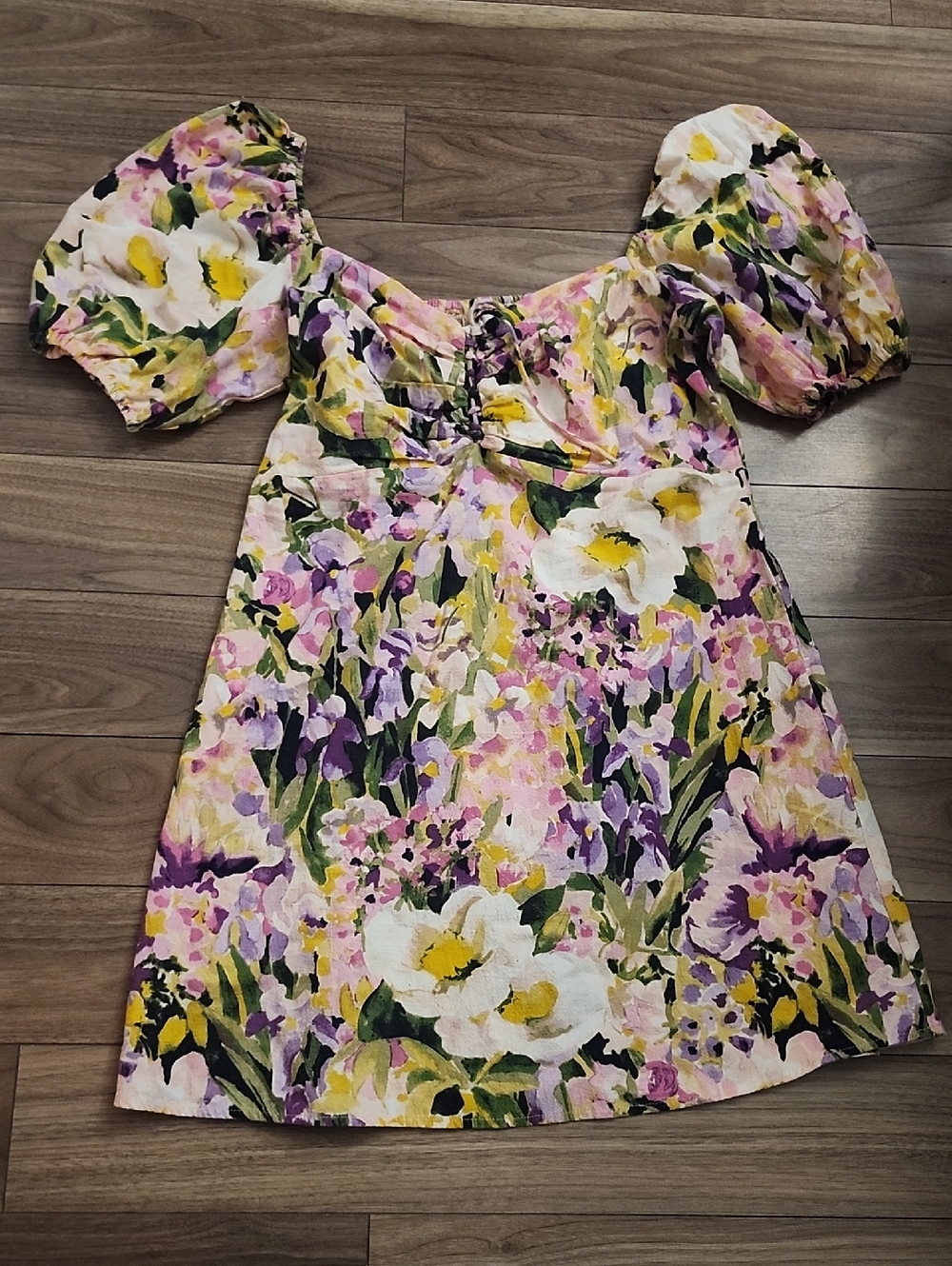 🔥 Gorgeous Summer Dress, Smocked Puff-Sleeve Floral in Pink, Purple & Yellow